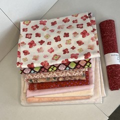 Quilt Fabric Lot of Pinks/Peach Tones 1 lb 4oz Different Size Pieces Cottons