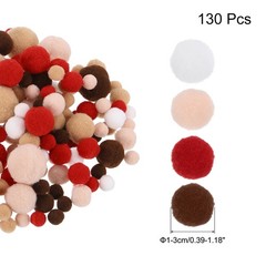 Pom Felt Balls Fabric 1-3cm 10-30mm Brown Khaki White for Craft DIY 130 Pack