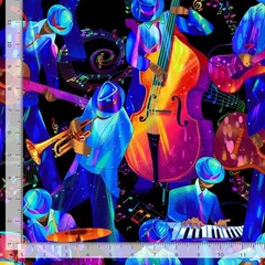 Music Fabric | Jazz Fusion Band Musician Instrument | Timeless Treasures YARD