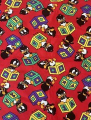VTG Fabric Red Baby Daffy Duck Blocks 1994 Warner Brothers Looney Tunes BTY NEW