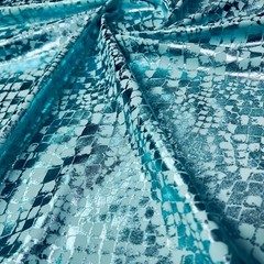 Animal Print Metallic Blue Snake Fabric Stretch Spandex by Yard for Swimwear