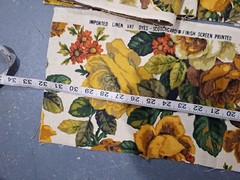IMPORTED LINEN VAT DYES SCOTCHGUARD SCREEN PRINTED FLORAL UPHOLSTERY Pieces