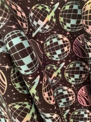 Holographic Disco Planets Cotton Spandex Knit Fabric 57” Wide by Pop! 2+ Yd