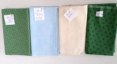 Cotton Fabric Lot of 4 Pieces Flowers/Bubbles/Dragonfly Mixed Colors 3 Yds 35″