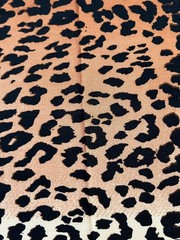 Leopard Animal Print Knit Fabric Stretch Black Tan & Brown Shades 2 Yards