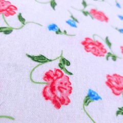Red Blue Peone Print Cotton Flannel Fabric 45″ By Yard Floral Blanket Fabric
