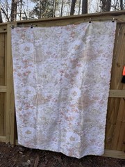 Vintage Floral Tablecloth Orange Yellow White 1970s