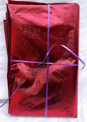 54×68″ Textured Red Metallic Foil Mylar Flannel Back Retro Crafts Tablecloth 5yd