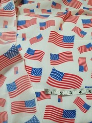 White Fabric Patriotic American Flags Print Poly Cotton 60″ Flag Fabric by yard