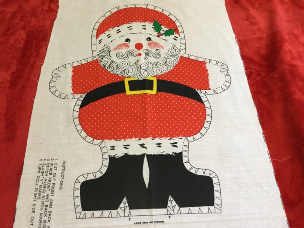 VTG 70s Spring Mills Santa Fabric Panel Cut & Sew Pillow Doll Uncut Pattern 7513