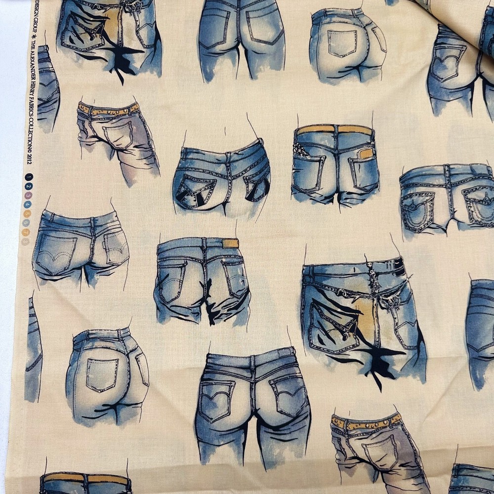 1 FQ Fat Quarter Rear View OOP HTF Alexander Henry Cotton Fabric 18″ x 21″