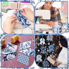40 Pcs Blue and White Floral Christmas Quilting Fabric Roll 2.56 Inch Precut …