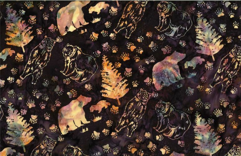 Custom Wildlife & Western Hoffman Batiks – Marsala Grizzly Bears #S2343-423