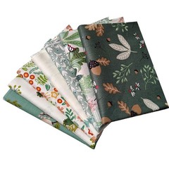 Qililandiy 7 Pcs Green Floral Fat Quarters Fabric Bundles 22 Inches,