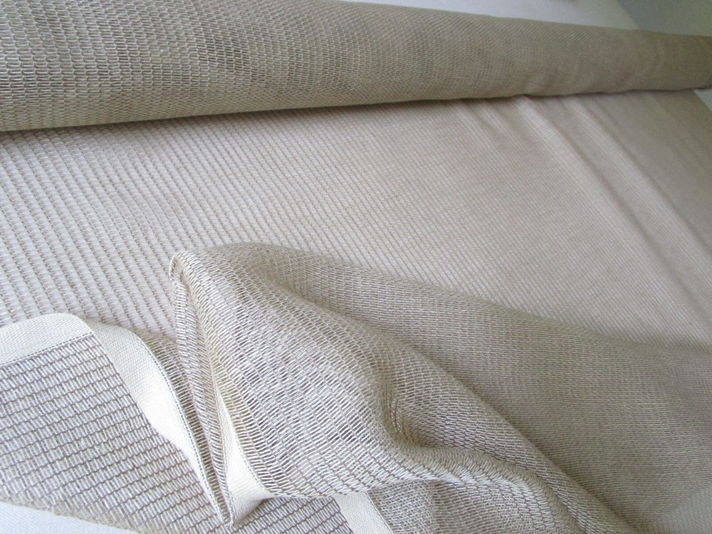 Tan Ivory Mesh Netting open weave Window treatment Cotton Threads Fabric 5yds