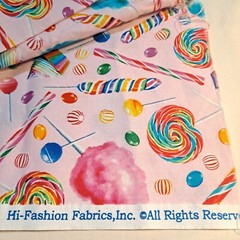 Candy Store Cotton Fabric 27″ X 44″ Pink Cupcake Lollipop Cotton Candy