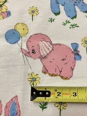 Vtg Nursery Animals Fabric 48 L x 36 W Cat Horse Bunny Lamb Bear Elephant Doll