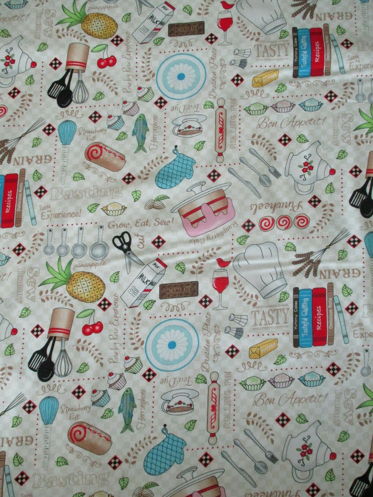 BAKING ITEMS CAKES SPATULA COOKING BAKING MIT MORE BAKE CUTE COTTON FABRIC FQ