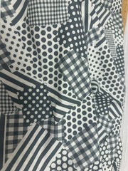 Gray White Patchwork Cotton Fabric 1 Yard Gingham Stripes Polka Dots