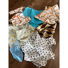 Vintage Fabric Remnant Scrap Lot Mid Century Modern Retro Geometric Polka Dot