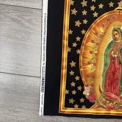 Metallic Our Lady of Guadalupe 100% COTTON fabric panel 24 x 44 Inner Faith