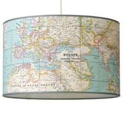 WORLD MAP 2 Globe Atlas Furnishing Fabric Cotton Material 55” wide SKY BLUE