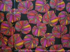 BEAUTIFUL SILK CHIFFON FABRIC COLORFUL VIBRANT LEAVES PRINT (3 YARDS) 108″ X 44″