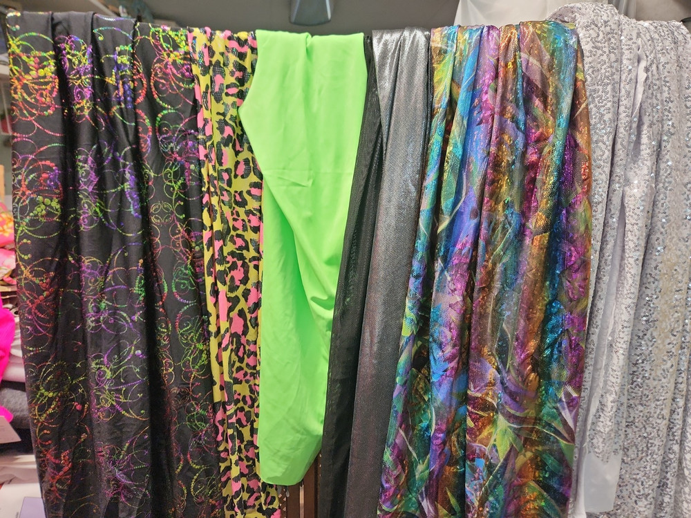 BUNDLE LOT Costume Dress Dance Apparel Fabric 4 way stretch 14 Yards + spandex