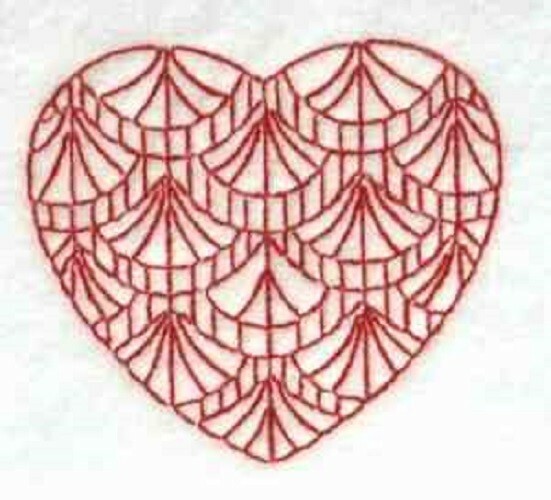 VALENTINE HEARTS, QUILTING SQUARES, Machine Embroidered. 10 Designs, 12 squares