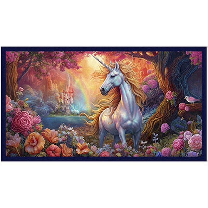 Unicorn Castle Fabric 24″ X44″ Panel Mystical Unicorn Cotton by QT Fabrics