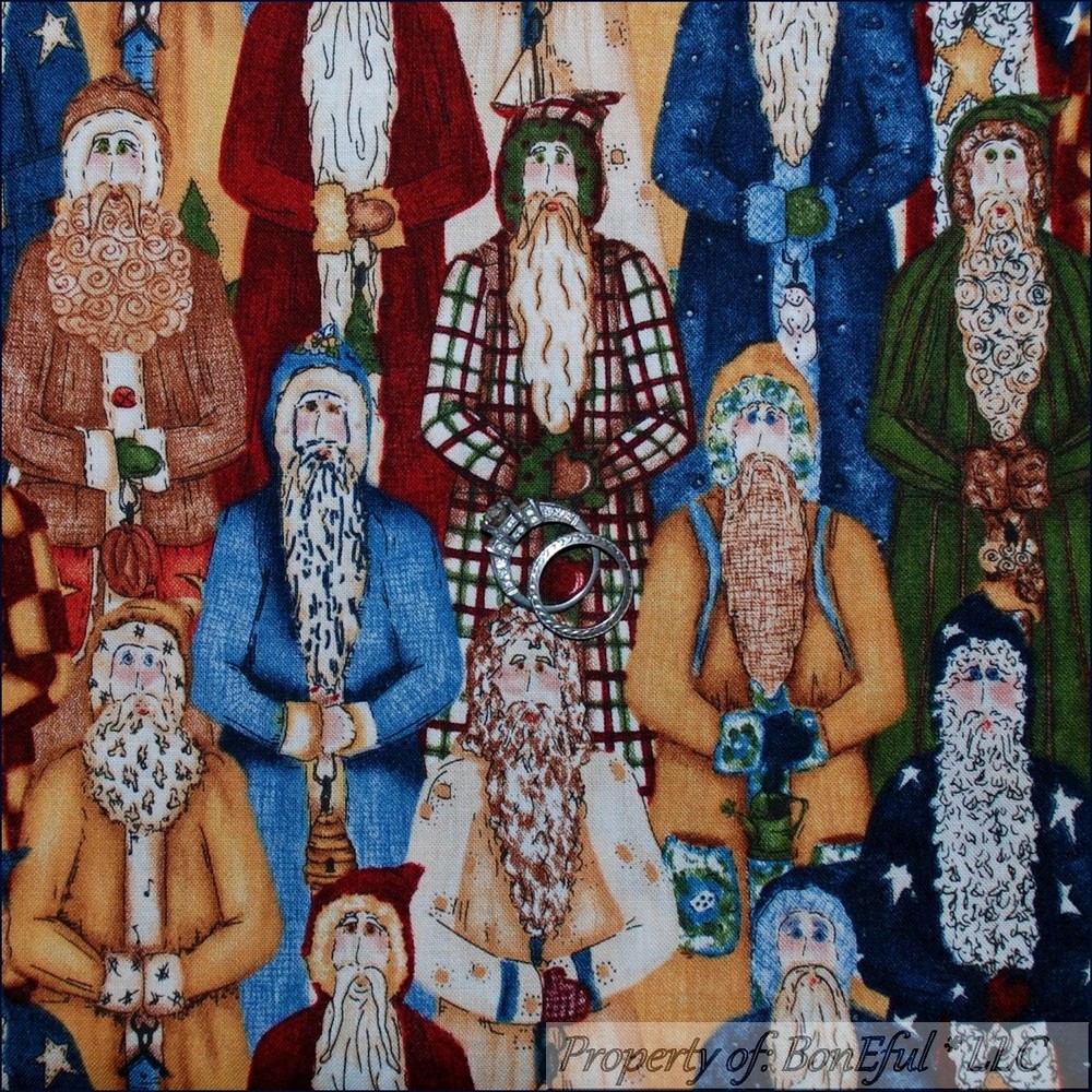 BonEful Fabric FQ Cotton Quilt Country Santa Xmas Star VTG Colonial Costume RARE