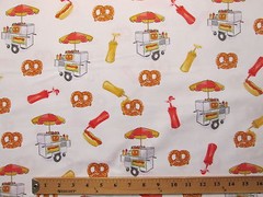 Hot Dogs Pretzels Hot Dog Cart Snacks Food Cotton Fabric FQ