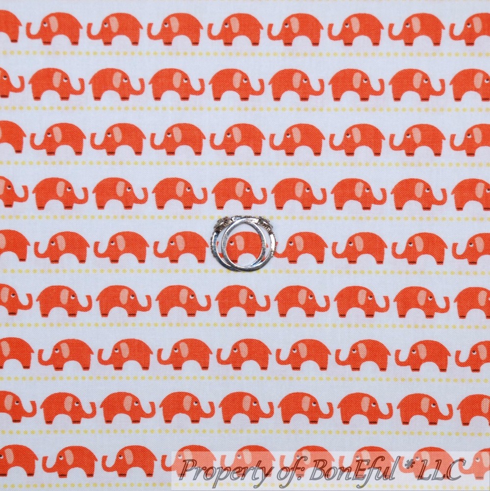 BonEful Fabric FQ Cotton Flannel White Orange Elephant Star Baby Stripe Dot Boy