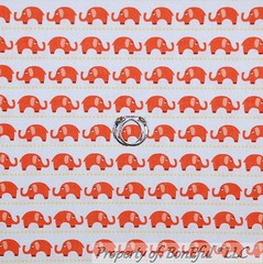 BonEful Fabric FQ Cotton Flannel White Orange Elephant Star Baby Stripe Dot Boy