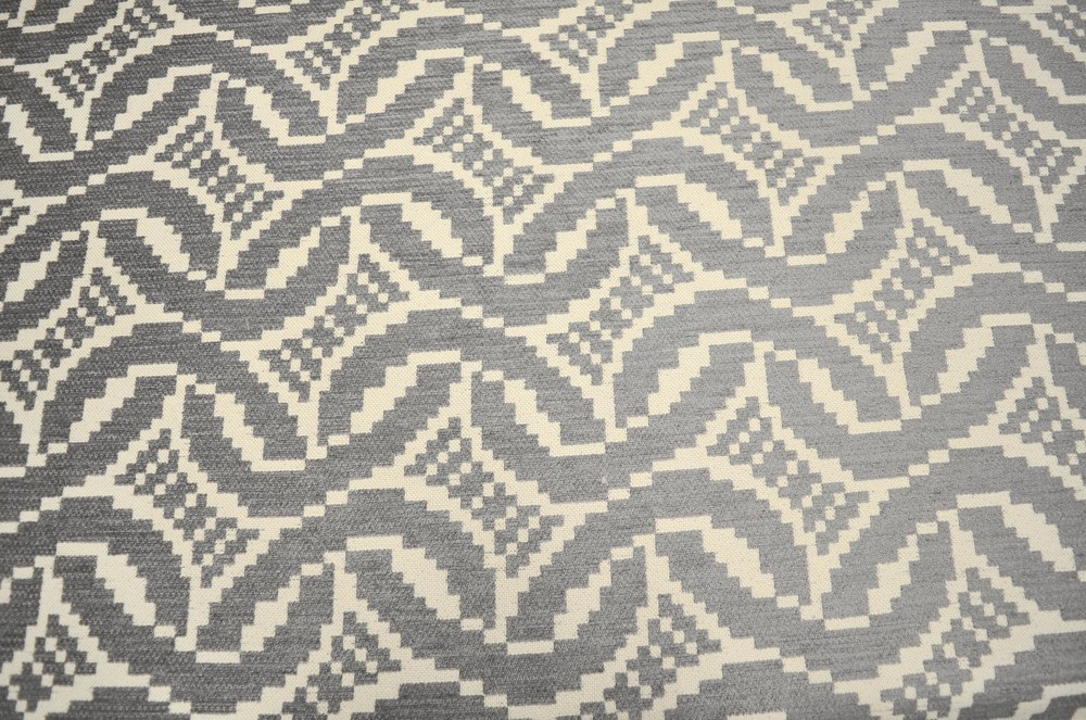 S2305 Zinc Grey Chenille Chain Link on Cream Greenhouse Crypton Home Fabric