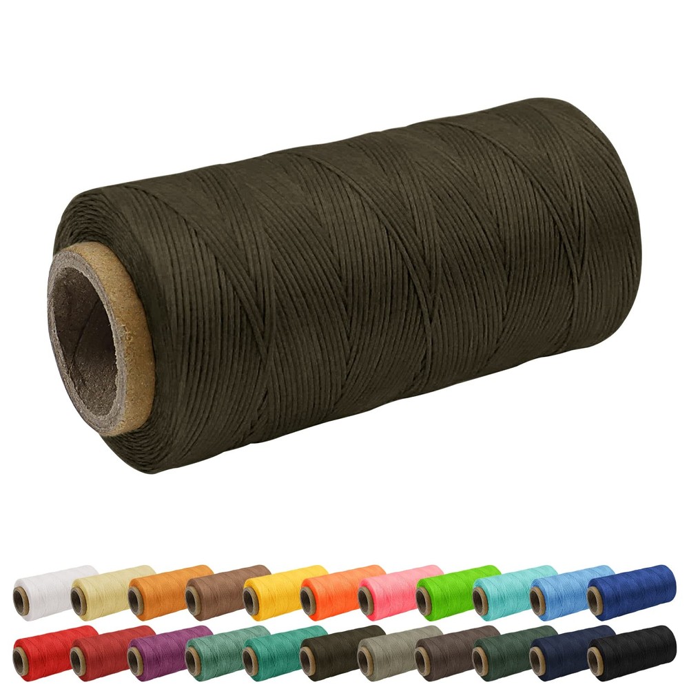 JeogYong 1mm Waxed Thread, 284 Yards 150D Flat Leather Sewing Army Green