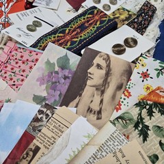 Junk Journal Lot 1 Lb Ephemera Trim Lace Fabric Craft Collage Paper Book Cover