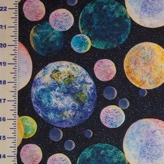 Planets Stars Space Fabric 3 WISHES Quilters Cotton BY THE YARD