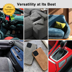 Premium Black Suede Fabric Wrap 17X70 Inch Suede Wrap for Car Interior Self Adh