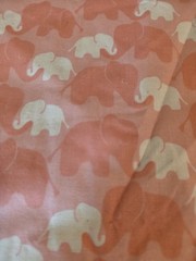Pink/White Elephant Animal Print Fabric Piece, Animals theme