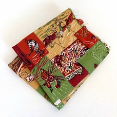 Vintage 1940s Adventure Sports & Western Print Cheater Quilt Fabric – 2 Remnants
