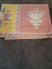 Vintage Pastel Cheater Quilt Fabric Panel 44×18 Swan Cat Dutch Girl Cotton
