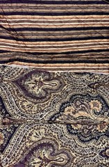 Paisley & Stripes in Shades of Brown & Gold Pre Quilted Double Sided 42″x13″