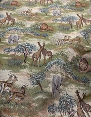 Tapestry Upholstery Fabric Cotton African Animal Jungle Giraffe Lion BTY