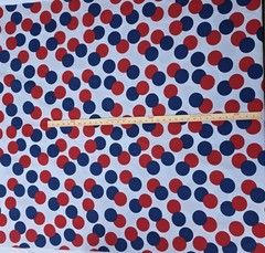 Vintage Retro Mid Century Modern Fabric Red Blue Polka Dot 45” Wide Atomic