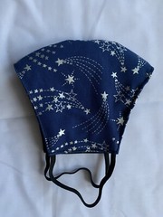 Face Mask triple Layer Reusable Handmade Washable Cloth Navy Blue Stars
