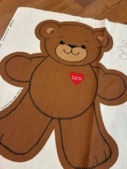 VIP Cranston Print Works Bear Fabric Panel “Luv Bear Cut-Outs” Cut n Sew 2 Bears