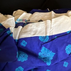 Vintage Fabric Cloth Piece Purple And Turquoise 16 Inches Wide X 96 Inches Long