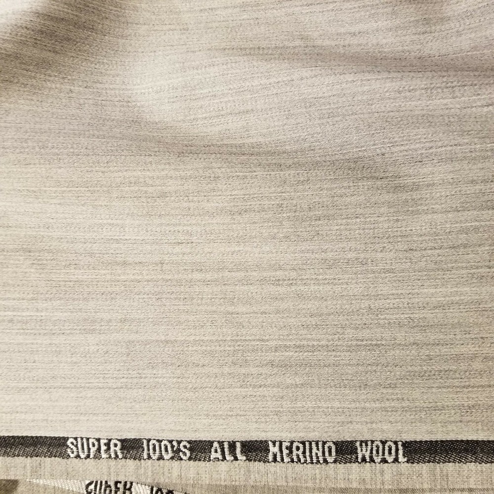 Heathered Greige Merino Wool Suiting – Super 100s Quality!