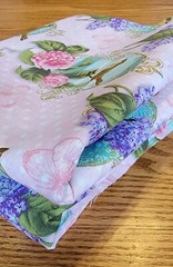 Joann Fabric Victorian Birds, Flowers, Butterfly Pink Polka Dot Gold Filigree